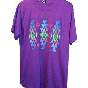 🛍️ VINTAGE 80S 90S AZTEC PRINT WESTERN TEE Y2K